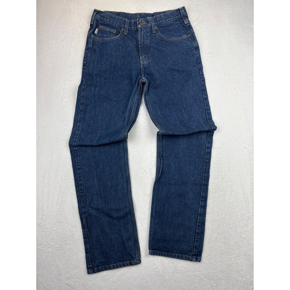 Y2K Carhartt B460 DVB Relaxed Fit  Mens 34x34 Dark Vintage Blue Tan Lined Pocket